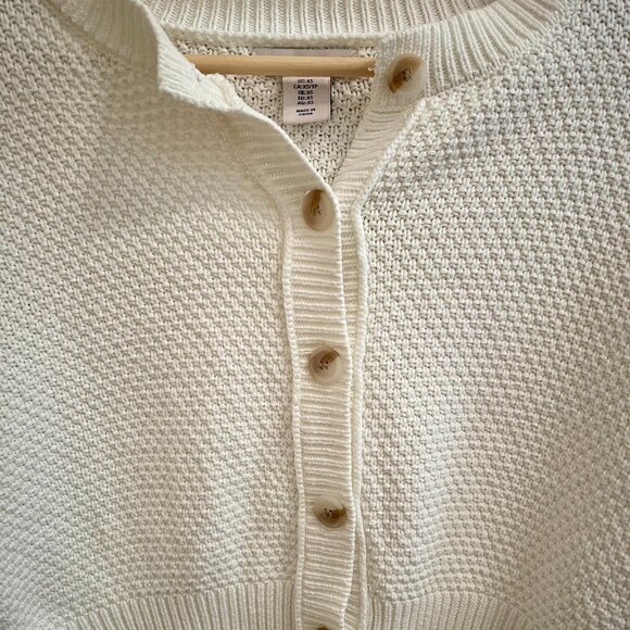 White Cropped Cardigan Sweater - Picture 2 of 6